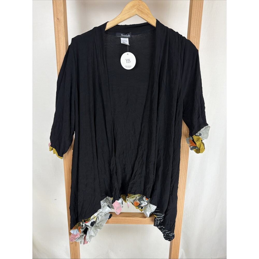 NWT Moonlight Black Open Tunic Jacket 100% Polyester #0980 Size Small